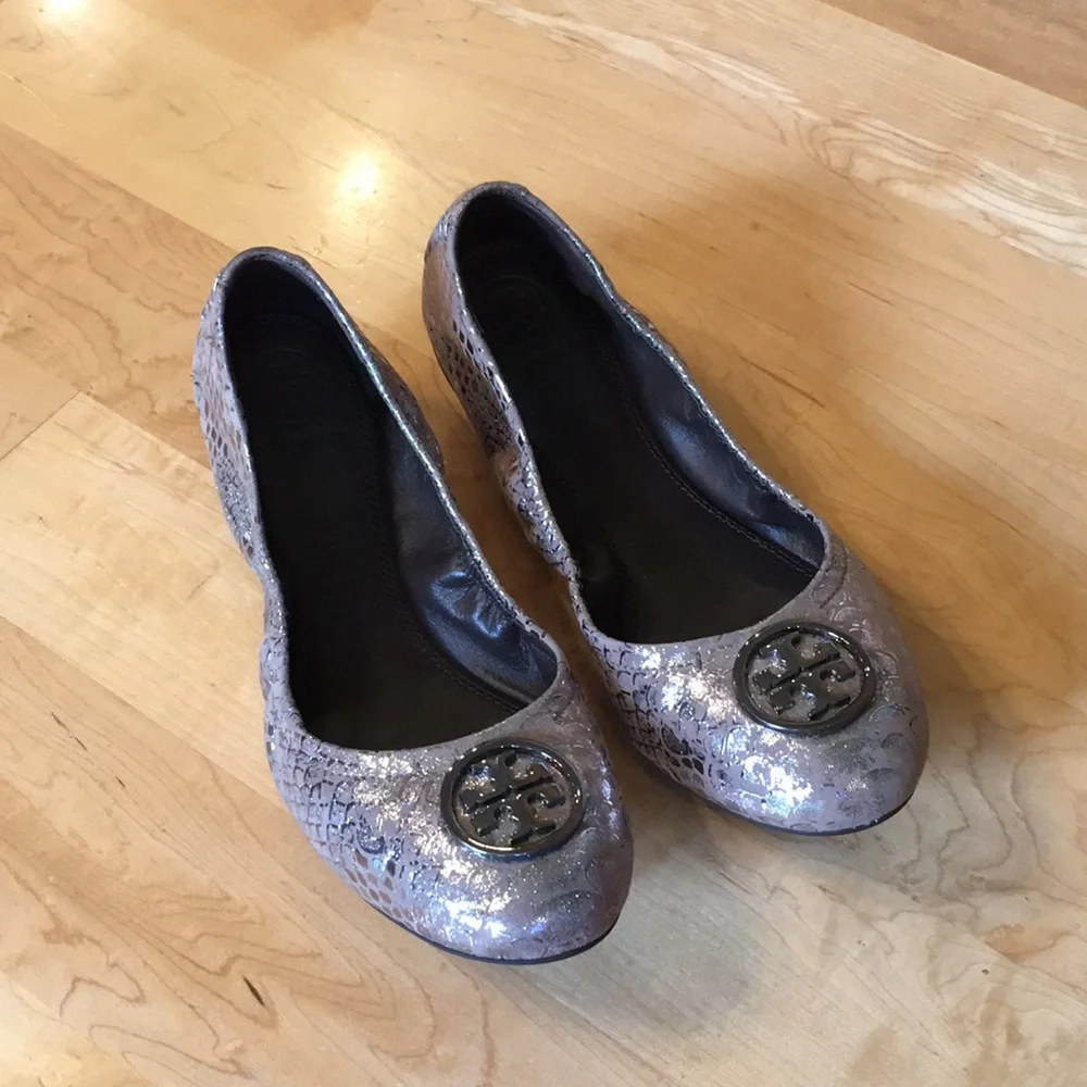 TORY BURCH | Metallic Leather Heidi Flats